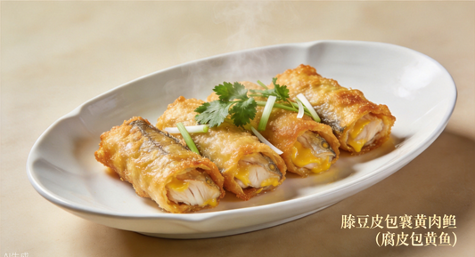 Tofu Skin Wrapped Yellow Croaker (腐皮包黄鱼) - Zhejiang Recipe
