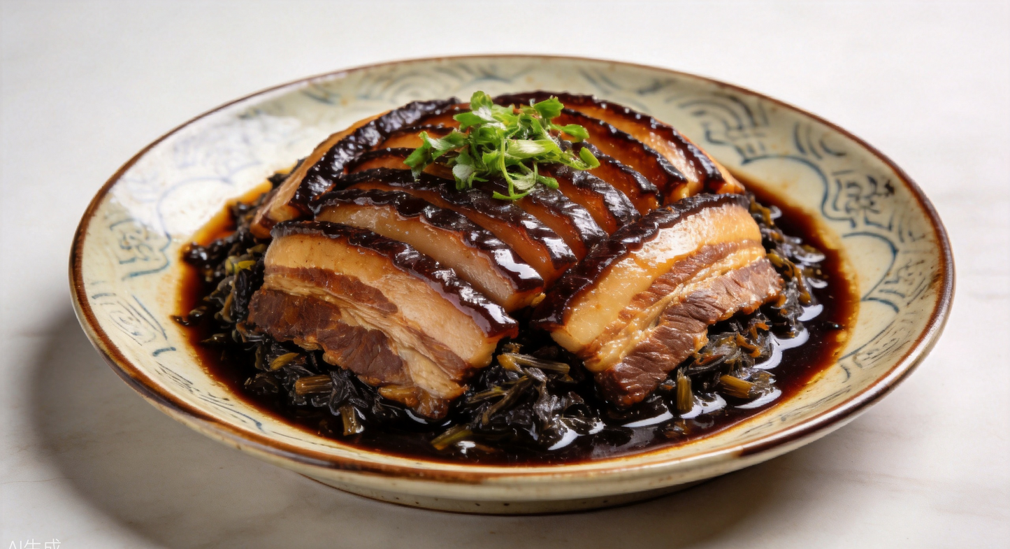 Braised Pork with Preserved Mustard Greens (梅干菜扣肉) - Zhejiang Recipe