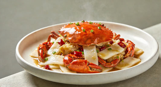 Crab Stir-fried with Rice Cake (蟹炒年糕) - Zhejiang Recipe