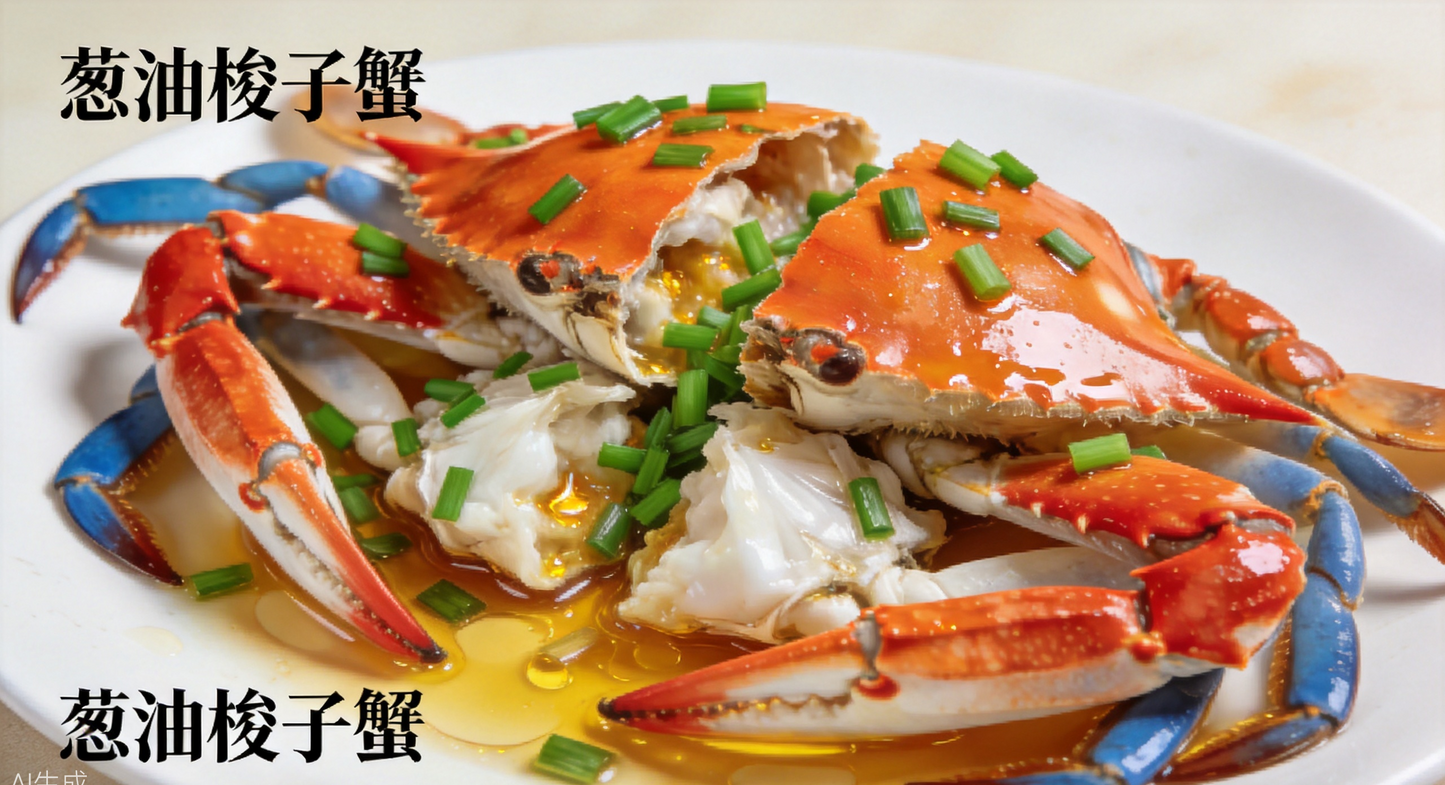 Blue Crab with Scallion Oil (葱油青蟹) - Zhejiang Recipe